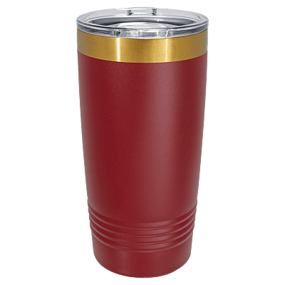 Polar Camel 20 oz. Maroon & Bright Gold ION-Plated Ringneck Tumbler with Slider Lid