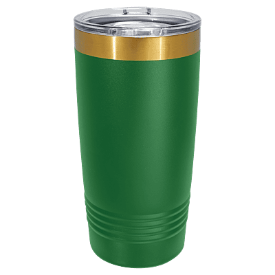 Polar Camel 20 oz. Green & Bright Gold ION-Plated Ringneck Tumbler with Slider Lid
