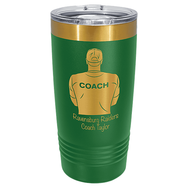 Polar Camel 20 oz. Green & Bright Gold ION-Plated Ringneck Tumbler with Slider Lid