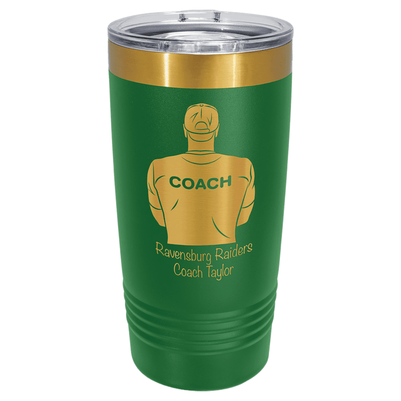 Polar Camel 20 oz. Green & Bright Gold ION-Plated Ringneck Tumbler with Slider Lid