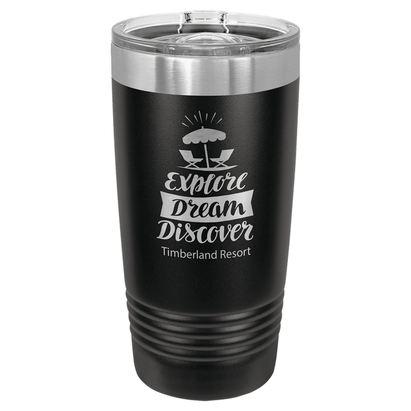 Black with Silver Ring 20 oz. Polar Camel Ringneck Tumbler with Slider Lid