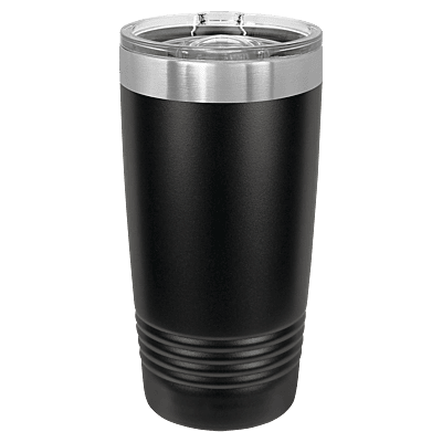 Black with Silver Ring 20 oz. Polar Camel Ringneck Tumbler with Slider Lid