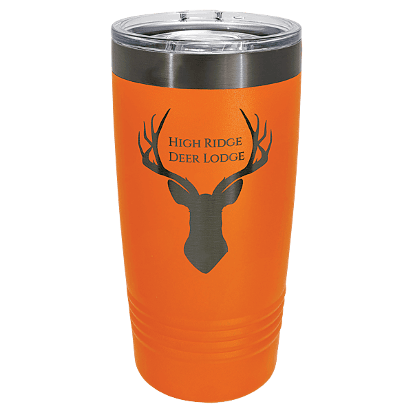 Polar Camel 20 oz. Orange & Ghost Black ION-Plated Ringneck Tumbler with Slider Lid