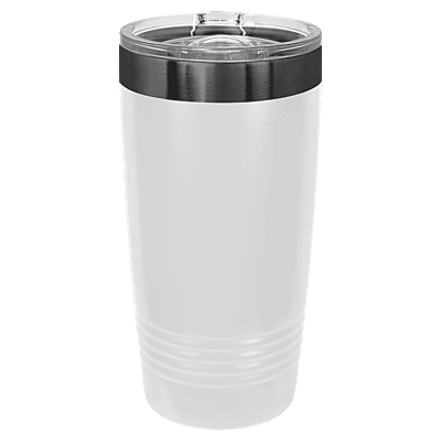 Polar Camel 20 oz. White & Ghost Black Ringneck Tumbler with Slider Lid