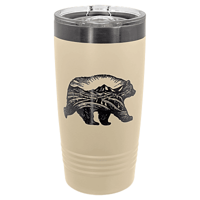 Polar Camel 20 oz. Warm Sand & Ghost Black ION-Plated Ringneck Tumbler with Slider Lid