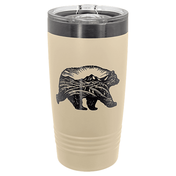 Polar Camel 20 oz. Warm Sand & Ghost Black ION-Plated Ringneck Tumbler with Slider Lid