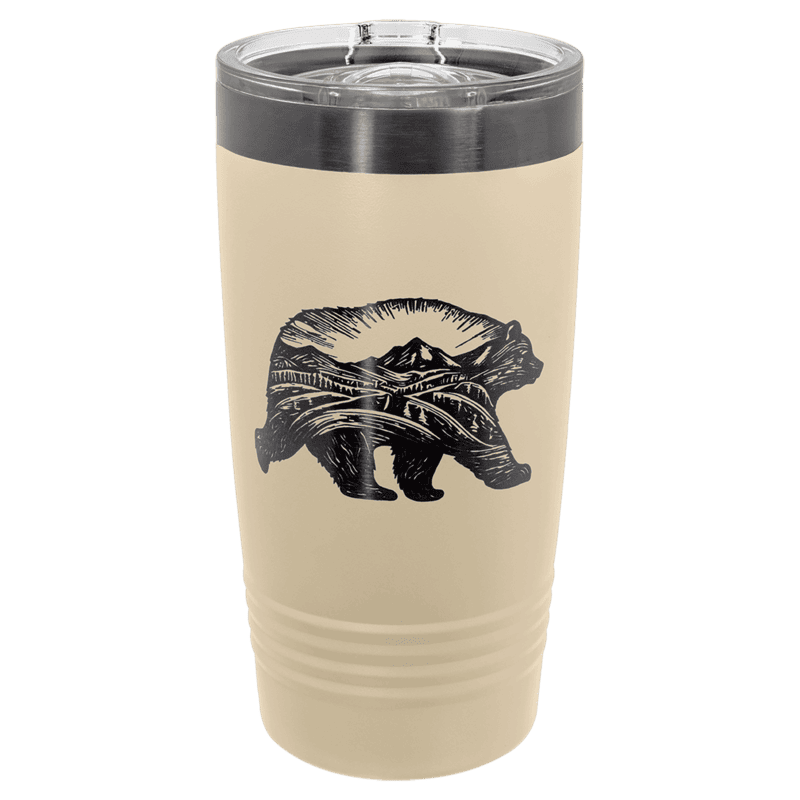 Polar Camel 20 oz. Warm Sand & Ghost Black ION-Plated Ringneck Tumbler with Slider Lid