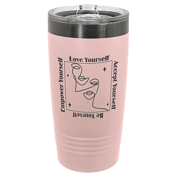 Polar Camel 20 oz. Blush & Ghost Black ION-Plated Ringneck Tumbler with Slider Lid