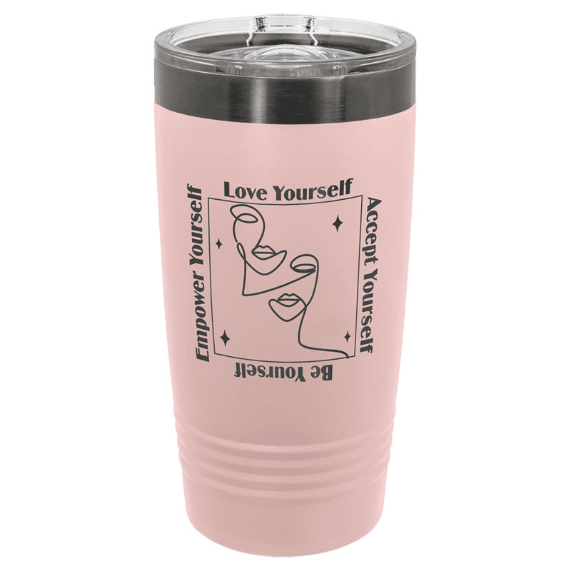 Polar Camel 20 oz. Blush & Ghost Black ION-Plated Ringneck Tumbler with Slider Lid