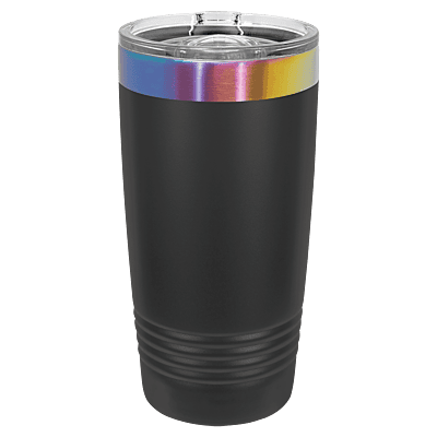 Polar Camel 20 oz. Black & Prism Ringneck Tumbler with Slider Lid