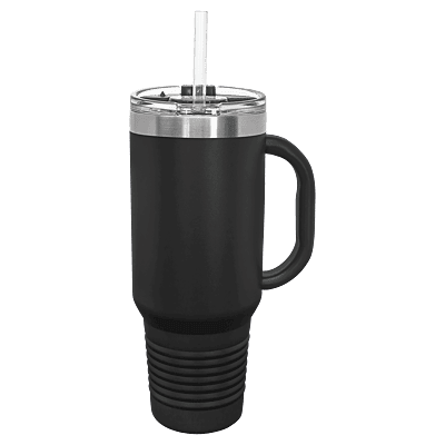 Black Polar Camel 40 oz. Travel Mug with Straw and Snap Lid