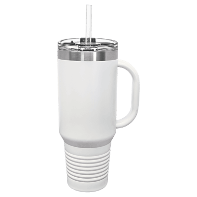 White Polar Camel 40 oz. Travel Mug with Straw and Snap Lid