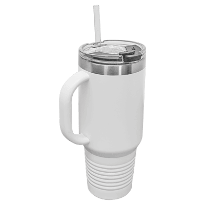 White Polar Camel 40 oz. Travel Mug with Straw and Snap Lid