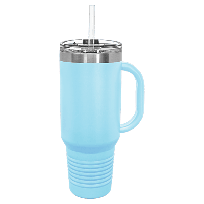 Light Blue Polar Camel 40 oz. Travel Mug with Straw and Snap Lid