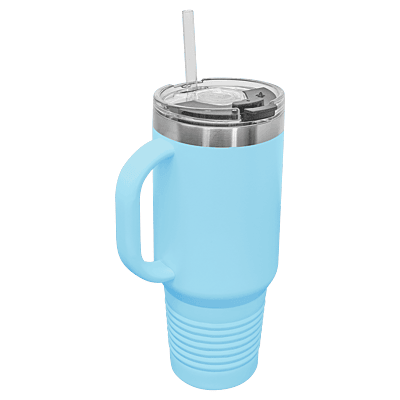 Light Blue Polar Camel 40 oz. Travel Mug with Straw and Snap Lid