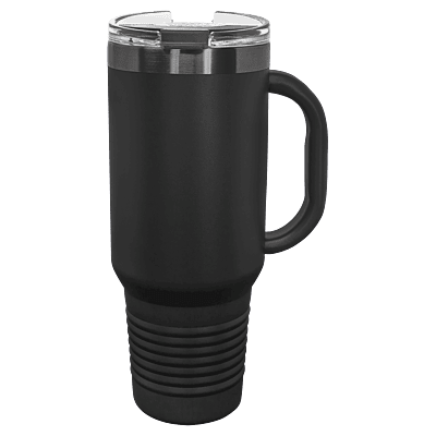 Polar Camel 40 oz. Black & Ghost Black Travel Mug with Handle & Straw