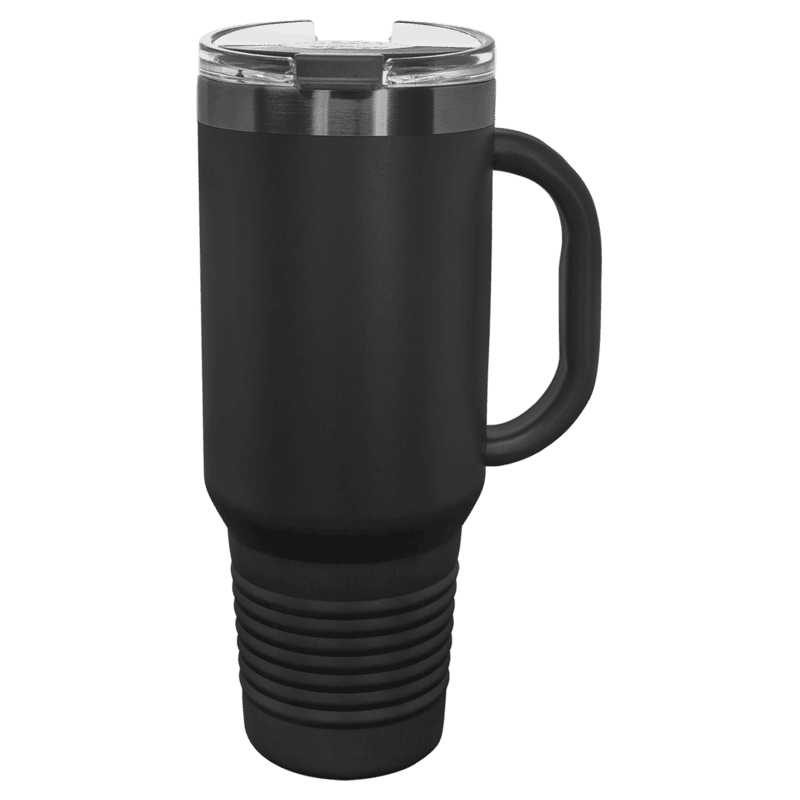 Polar Camel 40 oz. Black & Ghost Black Travel Mug with Handle & Straw