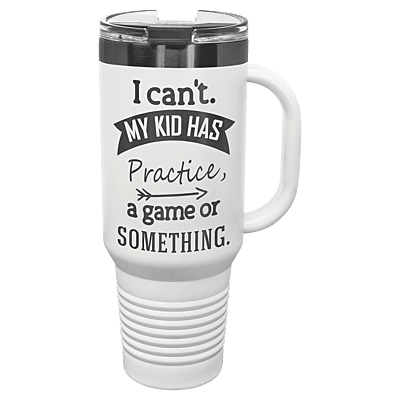 Polar Camel 40 oz. White & Ghost Black Travel Mug with Handle & Straw