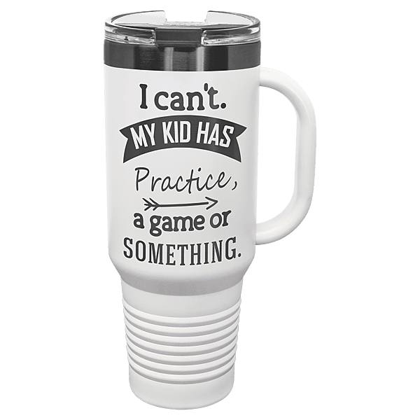 Polar Camel 40 oz. White & Ghost Black Travel Mug with Handle & Straw