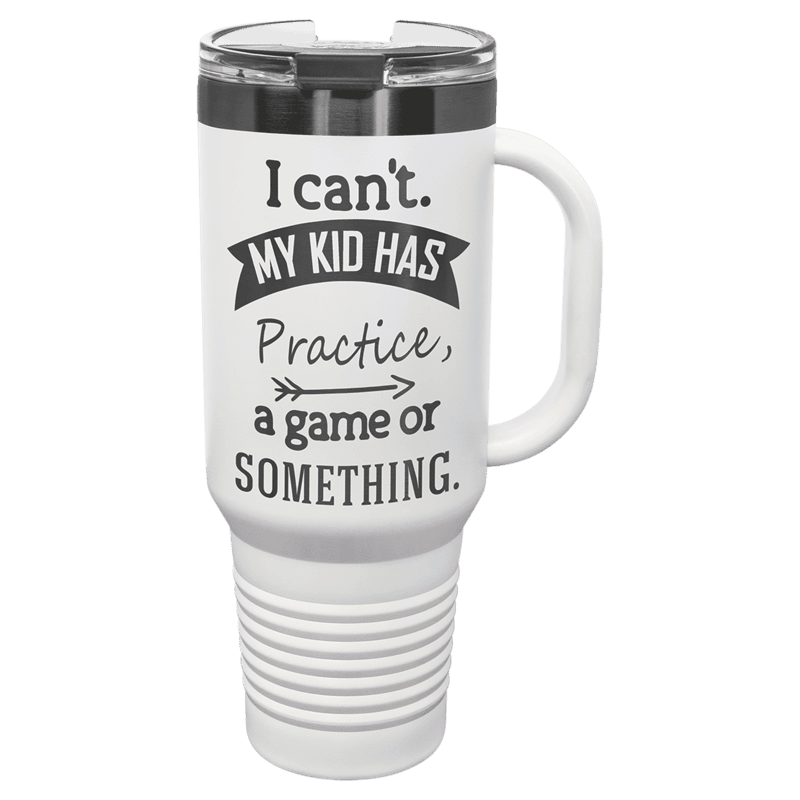 Polar Camel 40 oz. White & Ghost Black Travel Mug with Handle & Straw