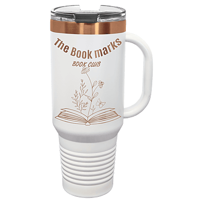 Polar Camel 40 oz. White & Rose Gold Travel Mug with Handle & Straw