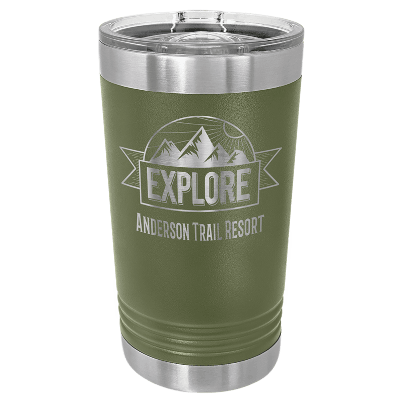 Personalized Polar Camel Olive Green 16 oz. Pint with Slider Lid