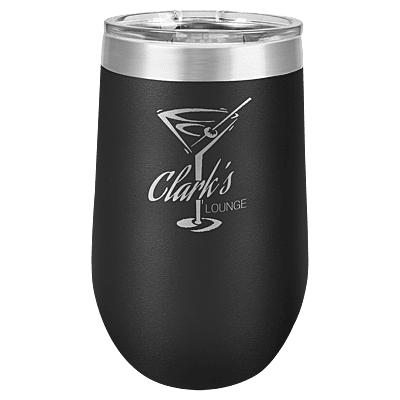 Personalized Polar Camel 16 oz. Black Vacuum Insulated Stemless Tumbler with Lid