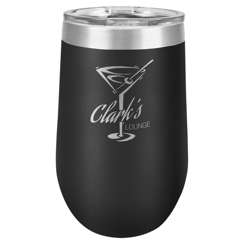 Personalized Polar Camel 16 oz. Black Vacuum Insulated Stemless Tumbler with Lid