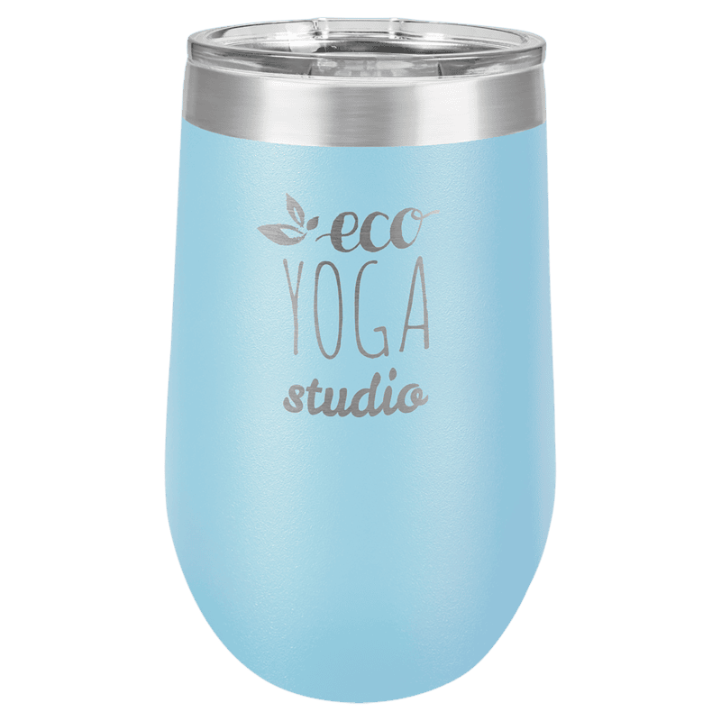 Personalized Polar Camel 16 oz. Light Blue Vacuum Insulated Stemless Tumbler with Lid