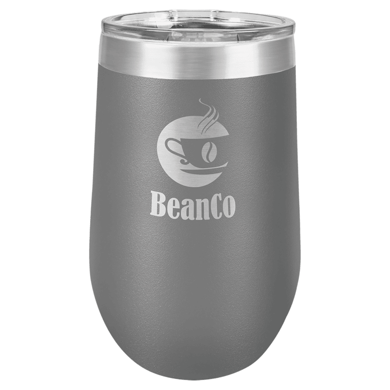 Personalized Polar Camel 16 oz. Dark Gray Vacuum Insulated Stemless Tumbler with Lid