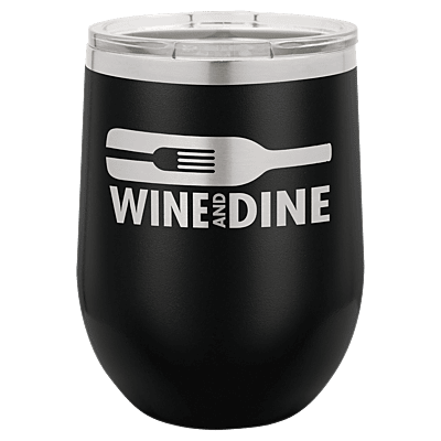Personalized Polar Camel 12 oz. Black Vacuum Insulated Stemless Wine Tumbler with Lid
