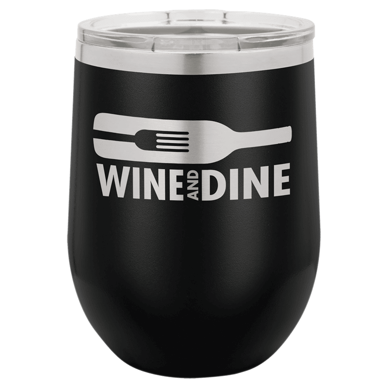 Personalized Polar Camel 12 oz. Black Vacuum Insulated Stemless Wine Tumbler with Lid