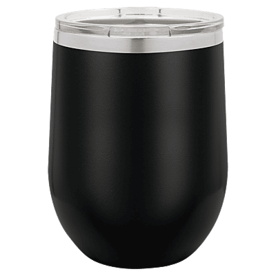 Personalized Polar Camel 12 oz. Black Vacuum Insulated Stemless Wine Tumbler with Lid