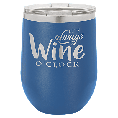Personalized Polar Camel 12 oz. Royal Blue Vacuum Insulated Stemless Wine Tumbler with Lid