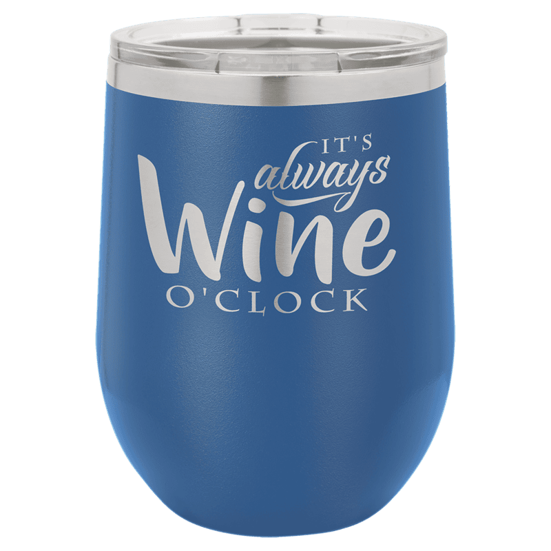 Personalized Polar Camel 12 oz. Royal Blue Vacuum Insulated Stemless Wine Tumbler with Lid