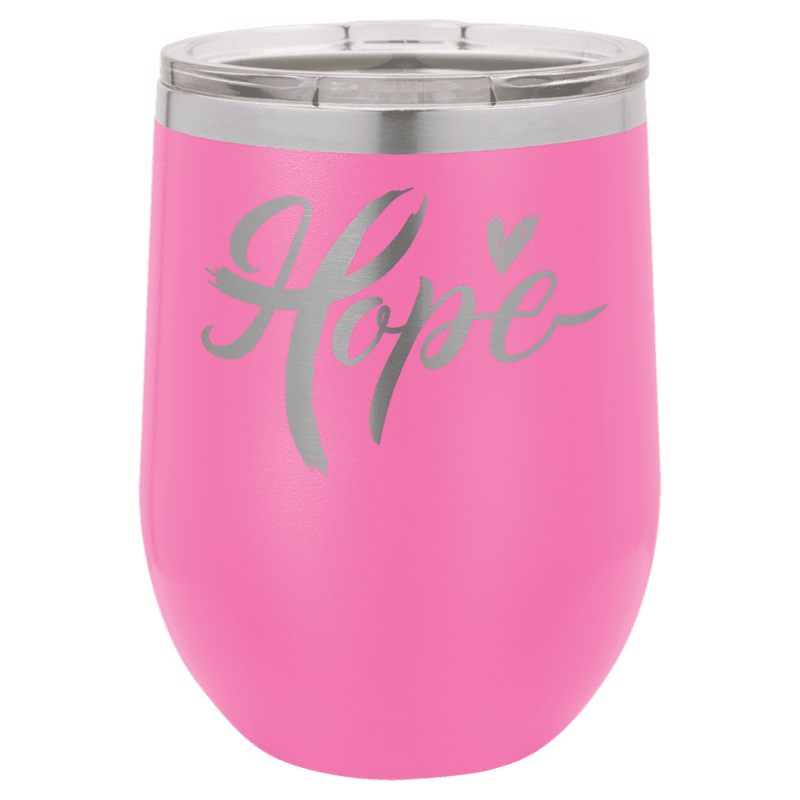 Personalized Polar Camel 12 oz. Pink Vacuum Insulated Stemless Wine Tumbler with Lid