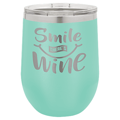 Personalized Polar Camel 12 oz. Teal Vacuum Insulated Stemless Wine Tumbler with Lid