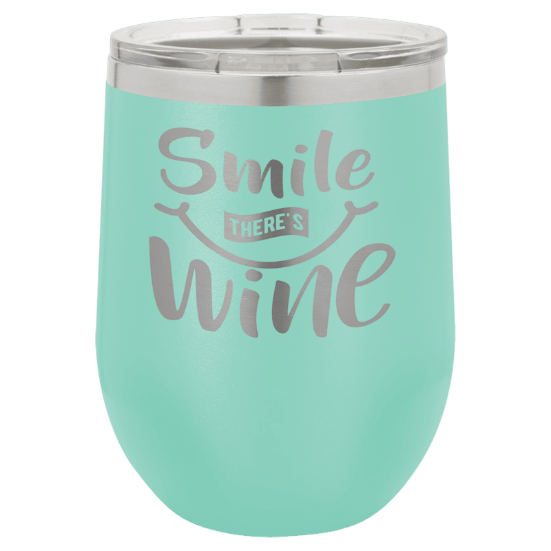 Personalized Polar Camel 12 oz. Teal Vacuum Insulated Stemless Wine Tumbler with Lid