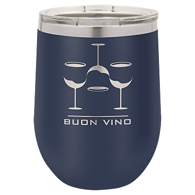 Personalized Polar Camel 12 oz. Navy Blue Vacuum Insulated Stemless Wine Tumbler with Lid