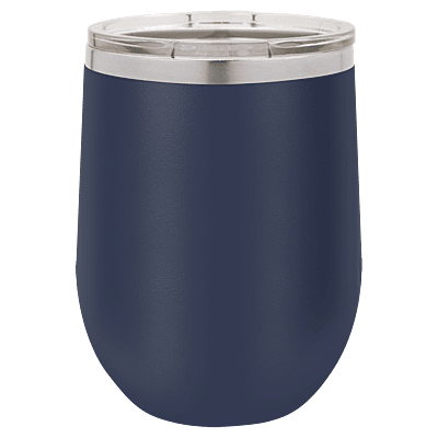 Personalized Polar Camel 12 oz. Navy Blue Vacuum Insulated Stemless Wine Tumbler with Lid
