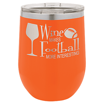 Personalized Polar Camel 12 oz. Orange Vacuum Insulated Stemless Wine Tumbler with Lid