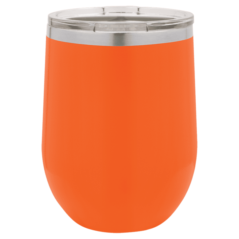 Personalized Polar Camel 12 oz. Orange Vacuum Insulated Stemless Wine Tumbler with Lid