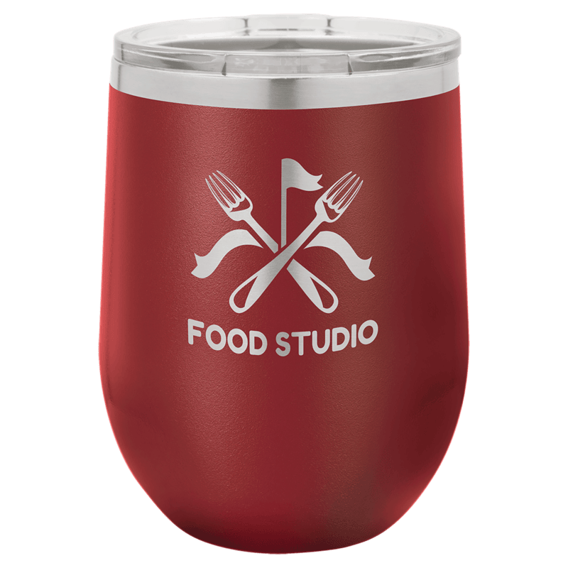 Personalized Polar Camel 12 oz. Maroon Vacuum Insulated Stemless Wine Tumbler with Lid