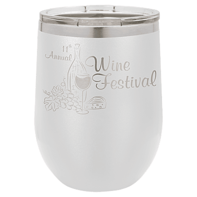 Personalized Polar Camel 12 oz. White Vacuum Insulated Stemless Wine Tumbler with Lid