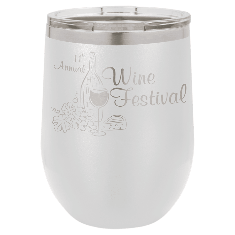 Personalized Polar Camel 12 oz. White Vacuum Insulated Stemless Wine Tumbler with Lid