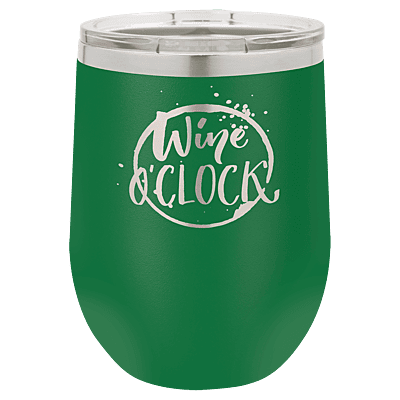Personalized Polar Camel 12 oz. Green Vacuum Insulated Stemless Wine Tumbler with Lid