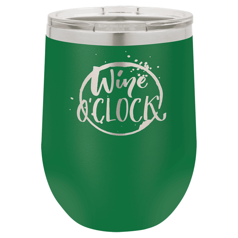 Personalized Polar Camel 12 oz. Green Vacuum Insulated Stemless Wine Tumbler with Lid