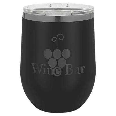 Personalized Polar Camel 12 oz. Black/Ghost Black Stemless Wine Tumbler