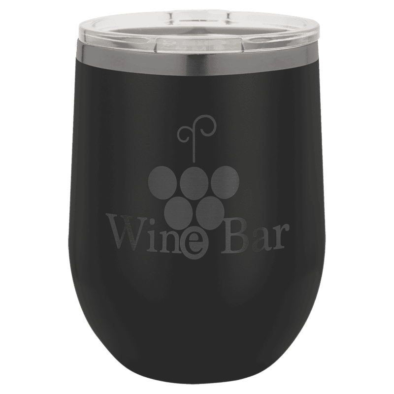 Personalized Polar Camel 12 oz. Black/Ghost Black Stemless Wine Tumbler