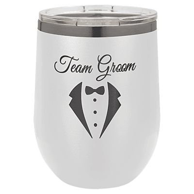Personalized Polar Camel 12 oz. White/Ghost Black Stemless Wine Tumbler
